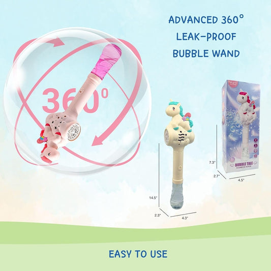Unicorn Bubble Wand Toy for Kids – Automatic Bubble Maker with Lights