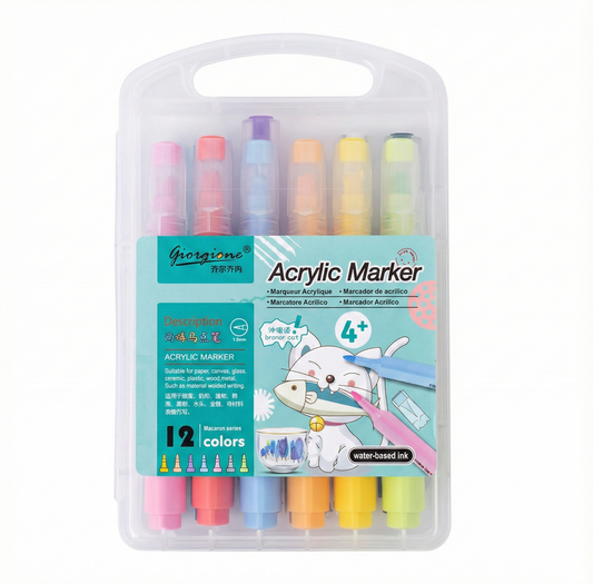 Giorgione Acrylic Marker Pens – 12 Color Waterproof Art Set