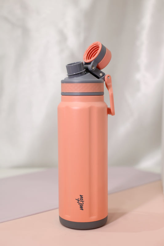 Milton Mysporty 1000 Thermosteel Insulated Hot and Cold Water Bottle, 1000 ml - Peach Coral