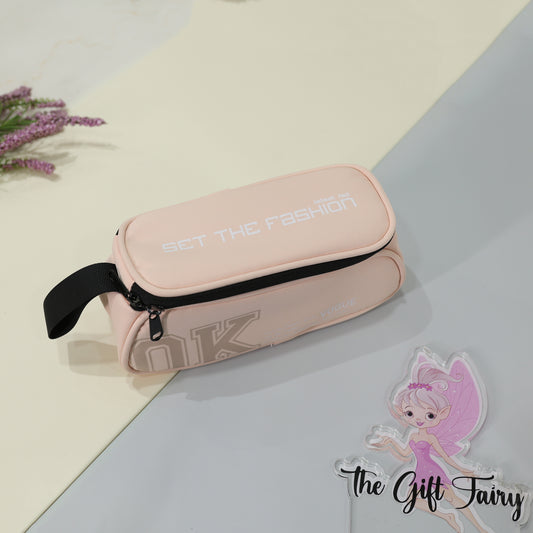 OK Vogue Jumbo Minimal Soft Pencil Pouch – Blush Pink