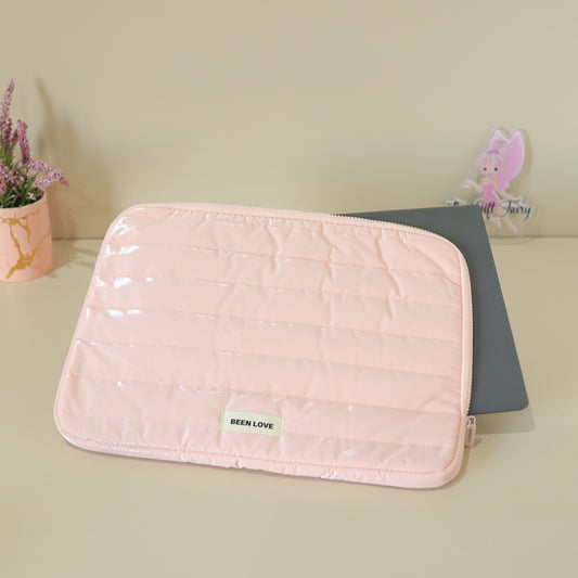 Quilted Laptop Sleeve – Pastel Protective Zipper Case