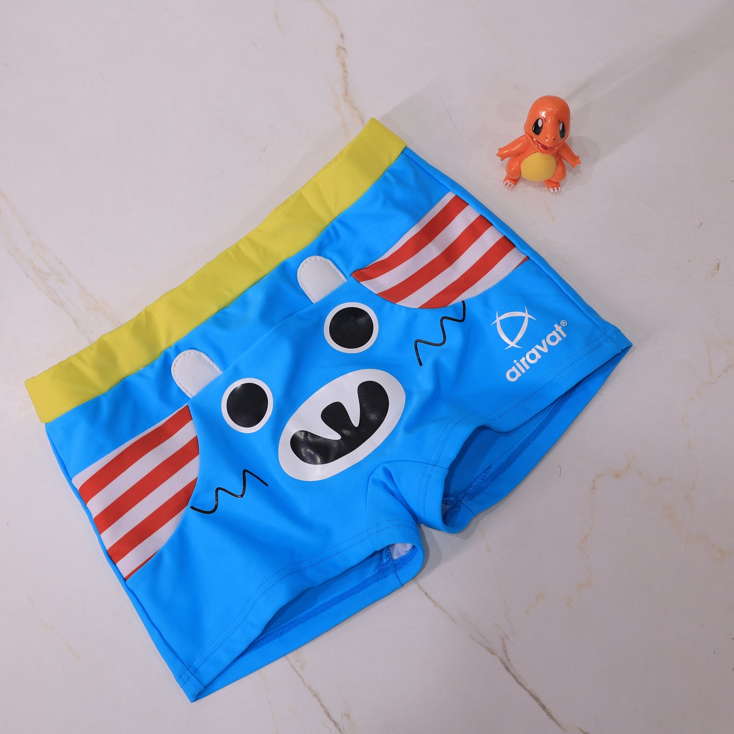 Kids Cartoon Bear Swim Shorts – Blue Pool & Beach Shorts for Boys