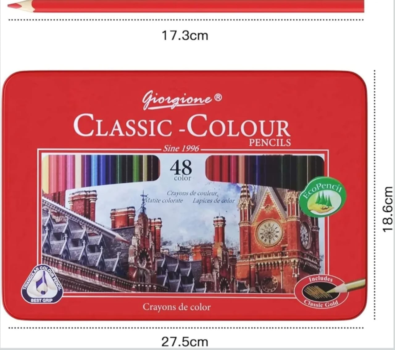 Giorgione Classic Colour Pencils – 48 Colors Metal Tin Box