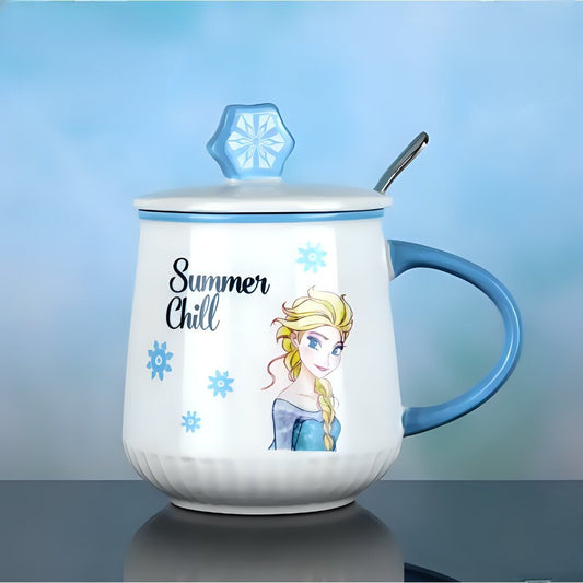 Frozen 3D Coffee Mug with Lid | Girls Aesthetic Cup.
