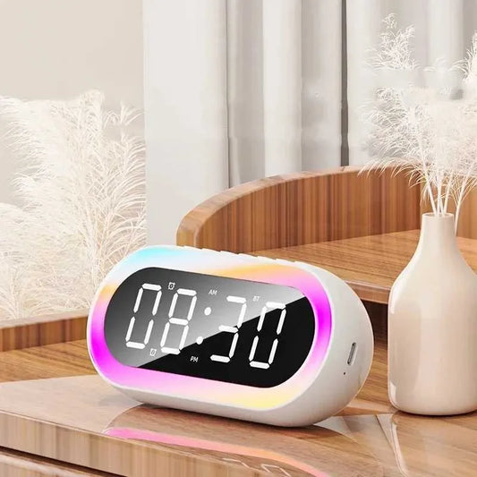 Digital LED Alarm Clock| Bluetooth Speaker Alarm Clock with RGB Mood Light: Dual Alarm, Adjustable Volume, Wireless Speaker, 12/24H Voice Control| Snooze LED Digital Table.