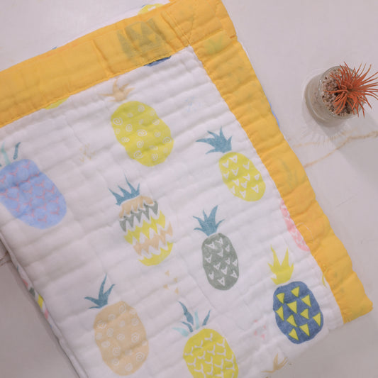 Baby Cotton Muslin Blanket – Pineapple Print Swaddle Wrap