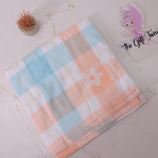 Infant Cotton Blanket – Soft Pastel Check Baby Crib Sheet.