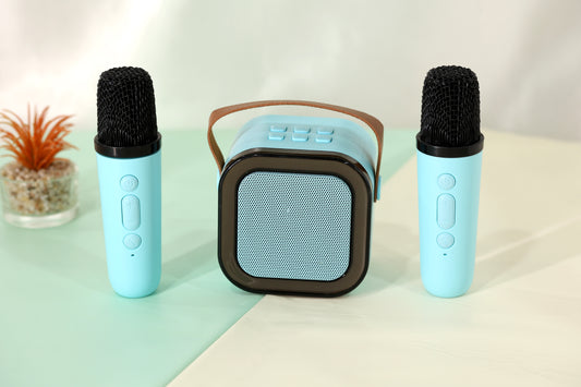 Portable Bluetooth Speaker with Dual Wireless Microphones