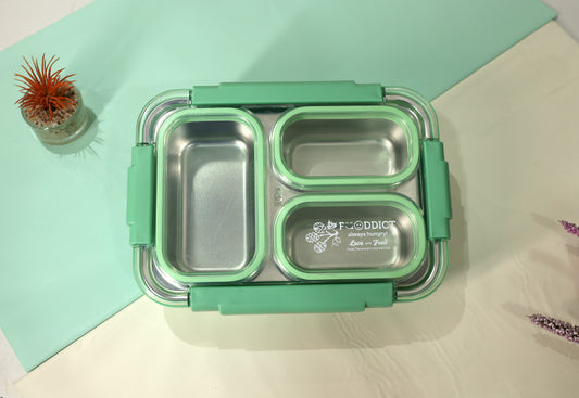 Premium Bento  Stainless Steel 3-Compartment Lunch Box – Leakproof | Meal Prep Friendly