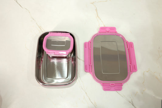 Veigo Jumbo Stainless Steel Lunch Box with Small Veg Box (950ml + 180ml)                 Leakproof, Airtight & Durable Design with Detachable Clips | Ideal for School Kids | Office Tiffin