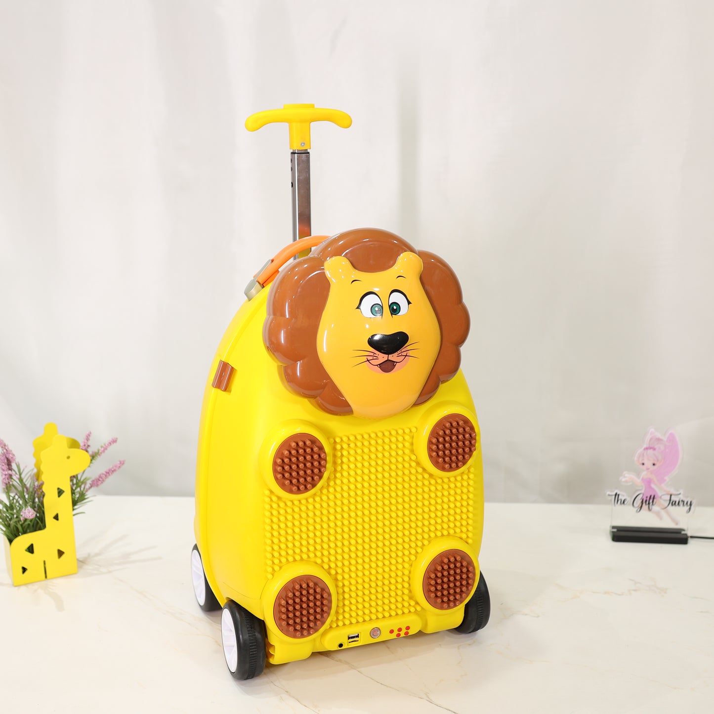Trolley Luggage Bag With Blocks & Bluetooth Speaker with Mic – Lion Design