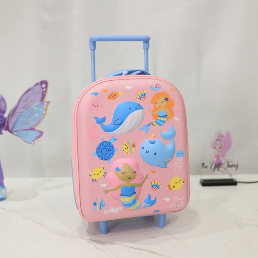 SMIGGLE Kids Mermaid Theme Hard Shell Trolley Suitcase – Pink & Blue