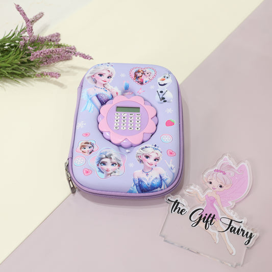 Princess Theme Stationery Pouch with Calculator  – Lavender