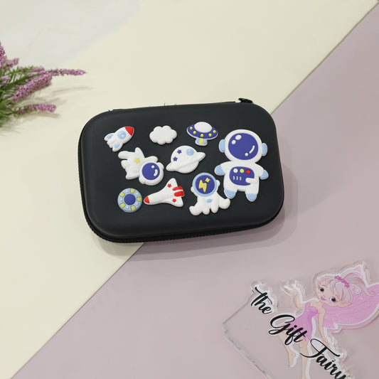 Space Theme Premium Silicone Stationery Pouch with Space  Charms