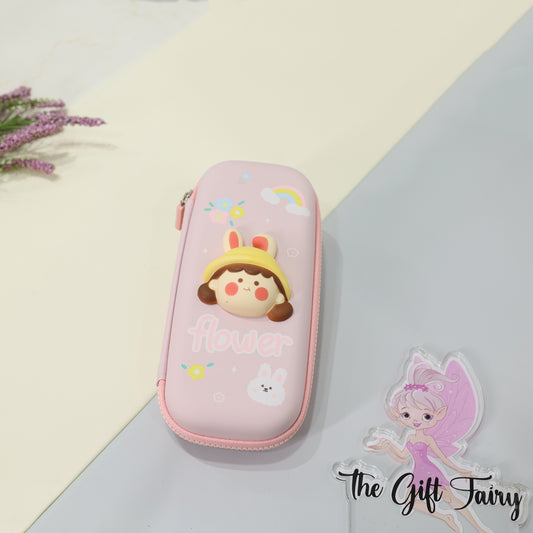 Squishy Bunny Toy Hardtop Stationery Pouch – Pastel Pink