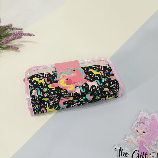 Vest Magical Unicorn Premium Pencil Pouch – Black & Pink Sparkle