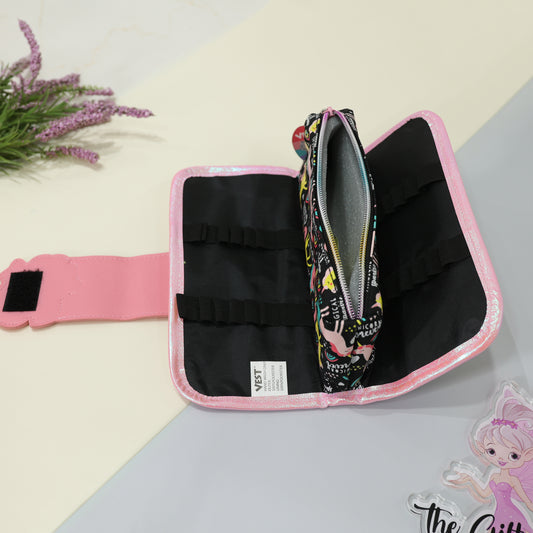 Vest Magical Unicorn Premium Pencil Pouch – Black & Pink Sparkle