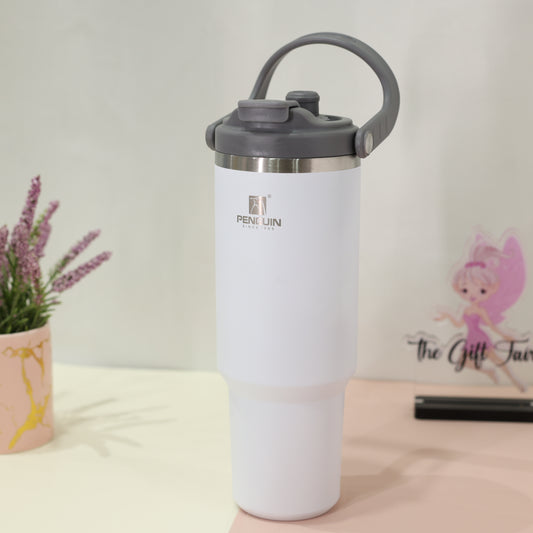 Penguin Insulated Travel Tumbler with Carry Handle – Stainless Steel