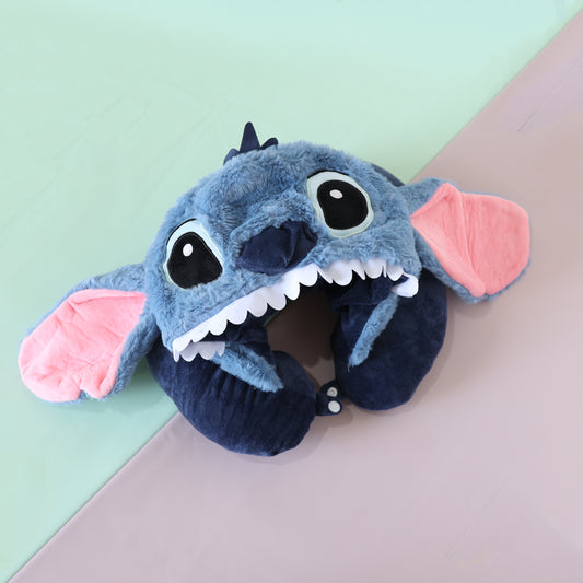 STITCH Neck Pillow with Hoodie | Kids Travel Cushion