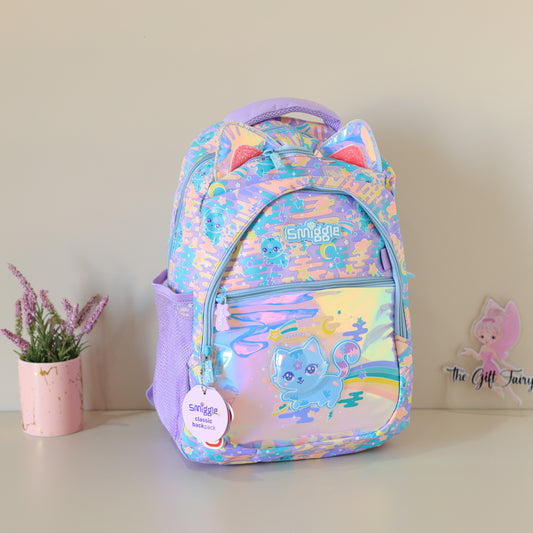 Smiggle Classic Cat Backpack for Kids – Pastel Purple