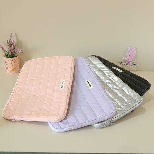 Quilted Laptop Sleeve – Pastel Protective Zipper Case