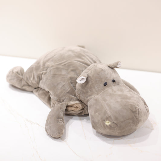 Hippo Soft Toy with Hidden Blanket | Travel-Friendly Plush Comfort.