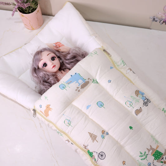 Pure Muslin Cotton Baby Carrier Nest Cum Sleeping Bag – Forest Animal Print