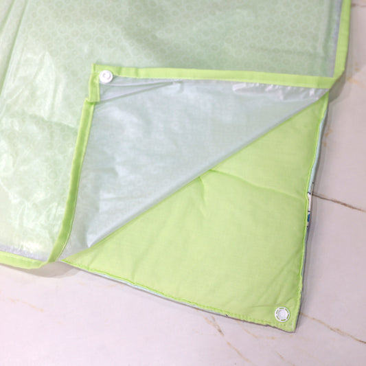 Pure Muslin Baby Mattress Set with 3 Replacement Mattresses + 1 Waterproof Sheet – Mint Bunny Print.