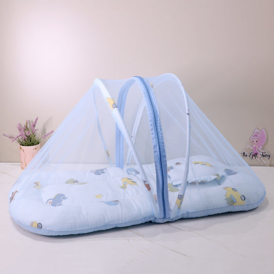 Pure Muslin Baby Mosquito Net Bedding Set with Foldable Mattress and Pillow