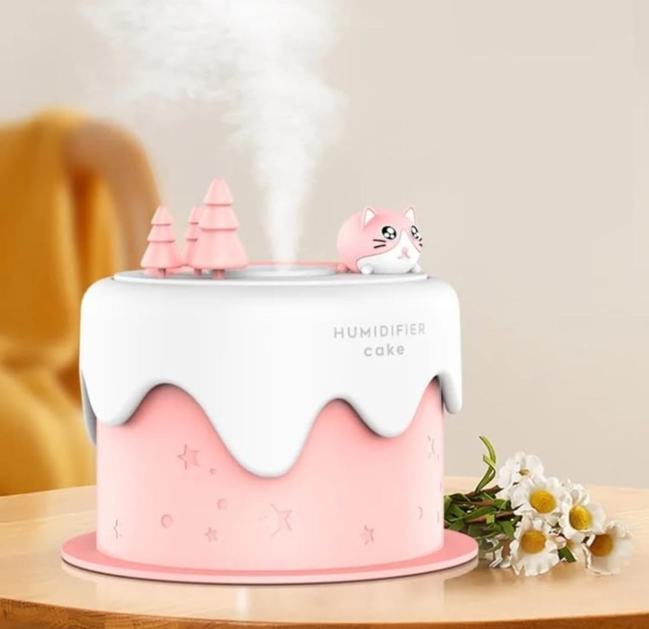 Cute Cake Shape Mini Humidifier with LED Light