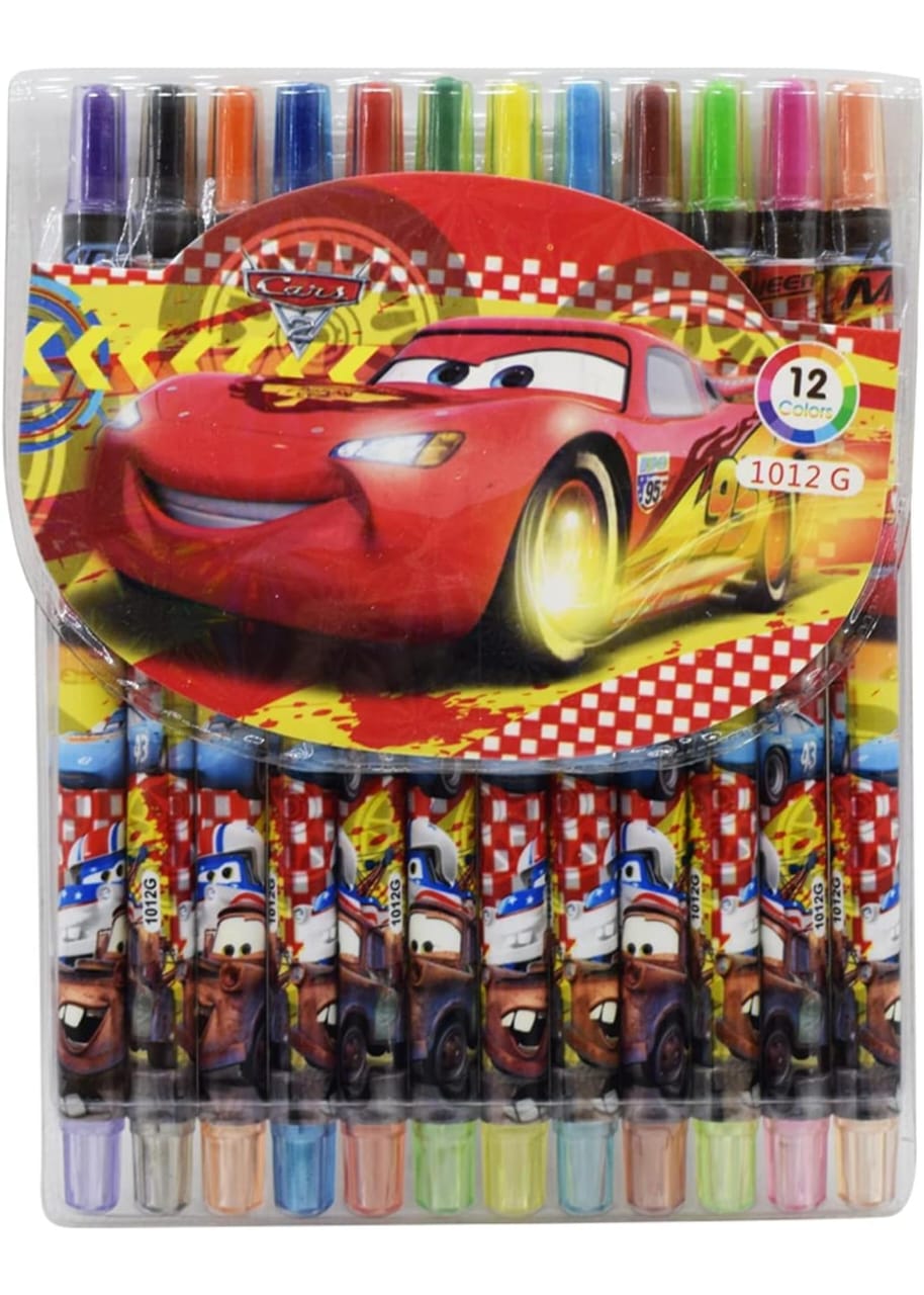 Cartoon Printed Rolling Crayons – 12 Colors