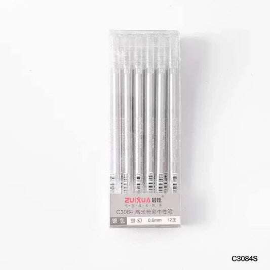 Silver Glowing Gel Pen – 0.6mm (Pack of 12)