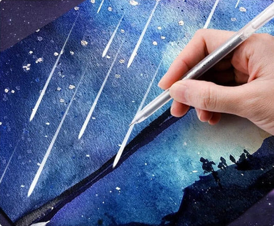 Metallic Sketch Gel Pens – Gold, Silver & White (0.6mm, Pack of 9)