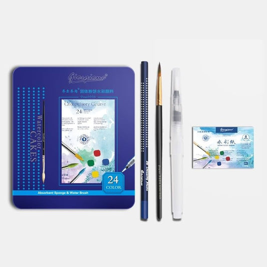 Giorgione 24 Color Solid Watercolor Cakes Set – Tin Box