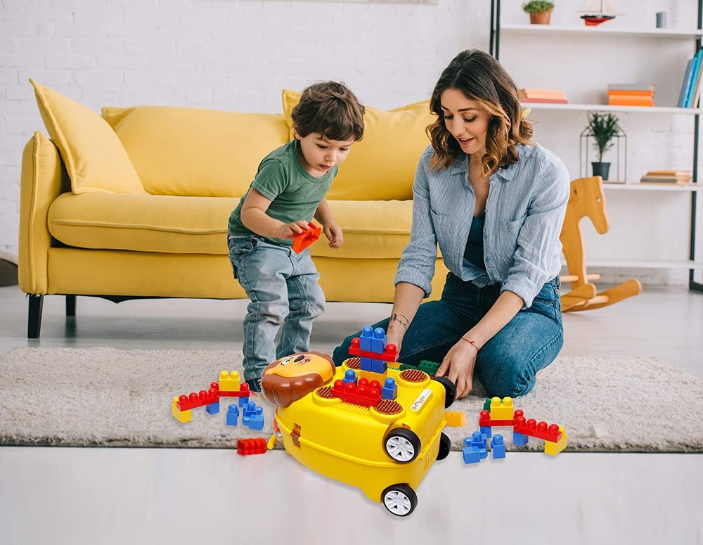 Trolley Luggage Bag With Blocks & Bluetooth Speaker with Mic – Lion Design