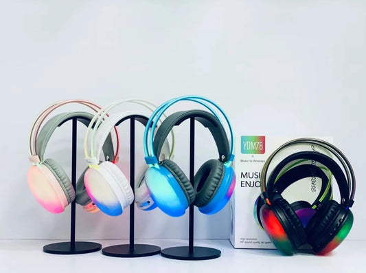 RGB Wireless Bluetooth Headphones V5.3 with RGB Lights, Active Noise Cancelling, and Hi-Fi Sound – Over-Ear Wireless Headphones with Built-in Mic, TF Card Support & USB Charging.